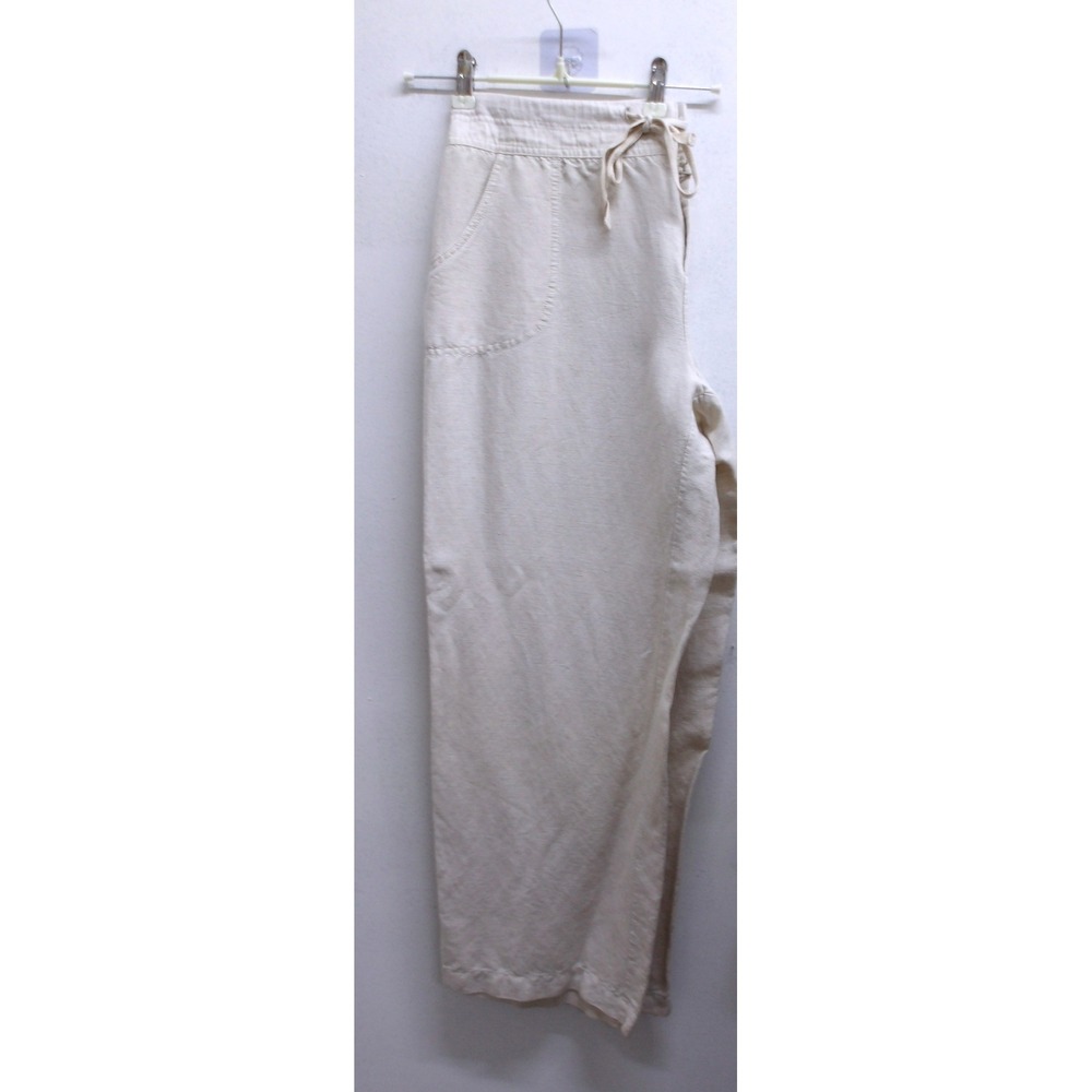 Coldwater Creek Natural Fit Oatmeal Wide Leg Drawstring Pants P14(34x28)/ #26658